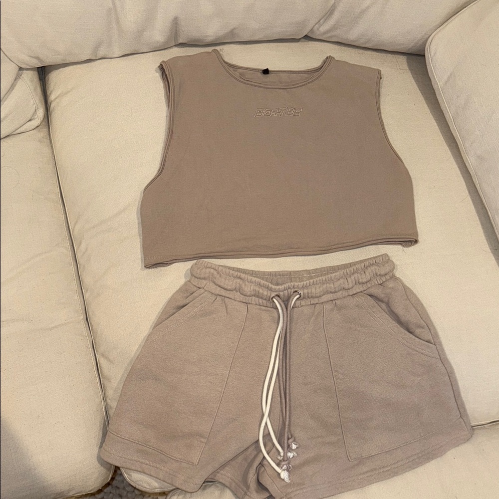 Women's Tan Shorts and Top